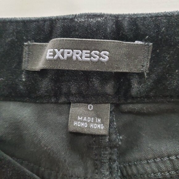Express Women's Y2K Black Stretch Velvet Velour Low Rise Straight Leg Pants Sz 0 - Picture 4 of 8